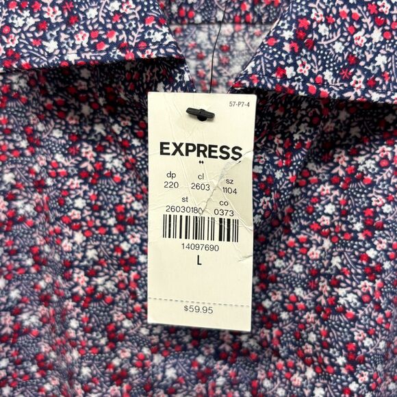 NWT Express Men Extra Slim Fit Button Shirt Top Size Large Floral C025 -10 - Picture 7 of 16